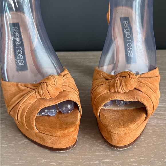 Sergio Rossi Tan Suede Platform Heels - Picture 4 of 12